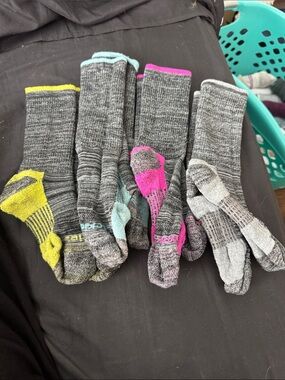 Gray Crew Socks with Color Accent